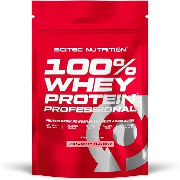 Scitec Nutrition 100% Whey Protein Professional 500 g Fresa - Suplemento proteína suero para masa muscular con aminoácidos y enzimas Scitec Nutrition 100% Whey Protein Professional 500 g Fresa - Suplemento proteína suero para masa muscular con aminoácidos y enzimas