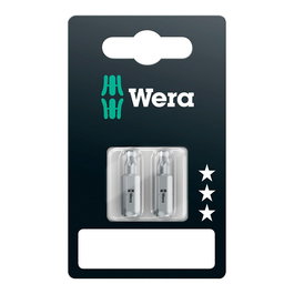 Wera Puntas Torx Tx20, 2 Unidades, 25 mm, Hexagonal 1/4 Pulgada (6.3 mm), para Portapuntas según DIN ISO 1173-D, Duras y Resistentes para Aplicaciones Universales