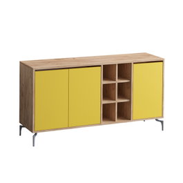 Hanah Home KAJA Consola Moderna Roble y Amarillo 140cm x 94cm x 40cm