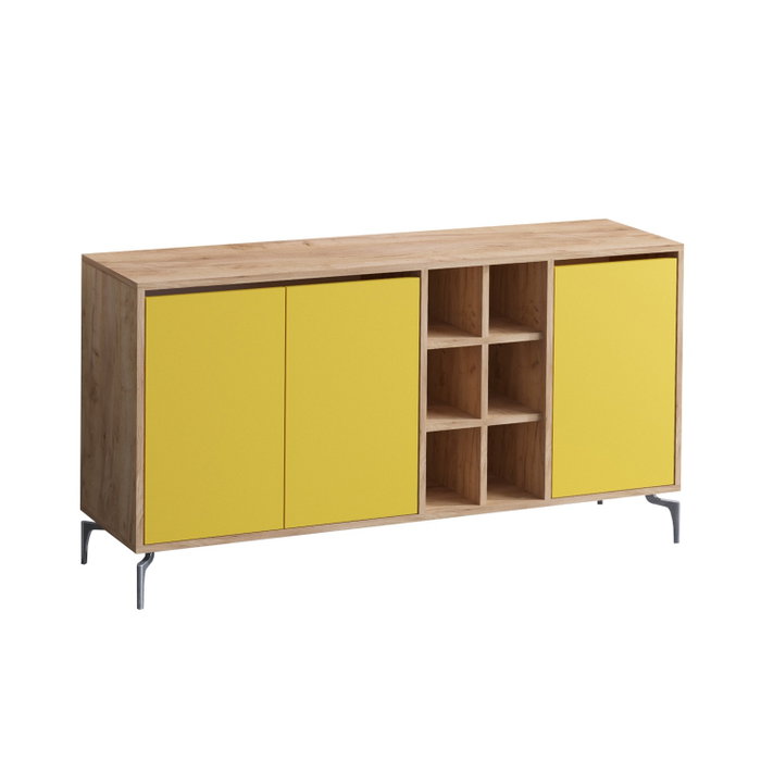 Hanah Home KAJA Consola Moderna Roble y Amarillo 140cm x 94cm x 40cm Hanah Home KAJA Consola Moderna Roble y Amarillo 140cm x 94cm x 40cm