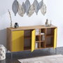 Hanah Home KAJA Consola Moderna Roble y Amarillo 140cm x 94cm x 40cm