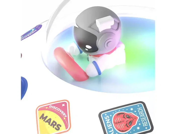 Wondee Cosmo Bubbly Altavoz Bluetooth Portátil Inalámbrico con Efectos de Luz, Diseño Nave Espacial, Sonido Potente, Luz Nocturna, Incluye 50 Pegatinas