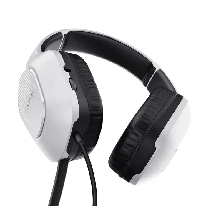 Trust GXT 415 Zirox Auriculares Gaming con Micrófono Plegable, Alámbrico, Jack 3.5mm, Diadema Ajustable, Blanco y Negro, Compatible con PS5, PC y Mac