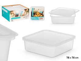 Leknes Fiambrera Cuadrada 16x16 cm Transparente de Plástico PP (Set de 24)