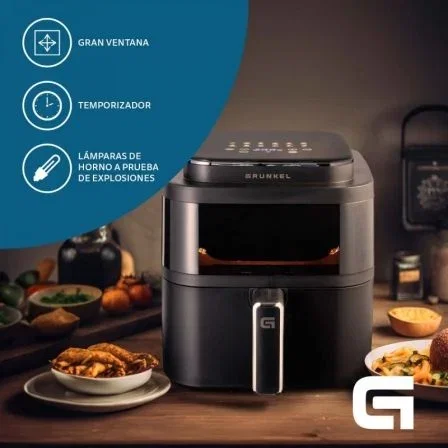 Grunkel Freidora por aire sin aceite Light Fryer 1400W Capacidad 6L Black