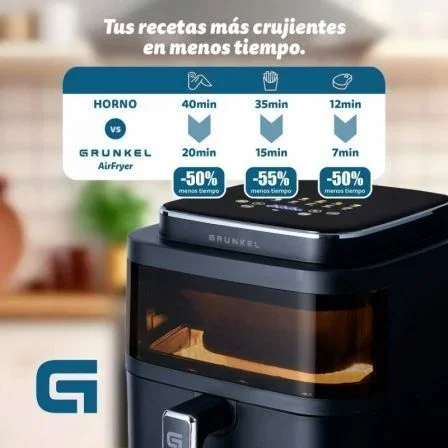 Grunkel Freidora por aire sin aceite Light Fryer 1400W Capacidad 6L Black