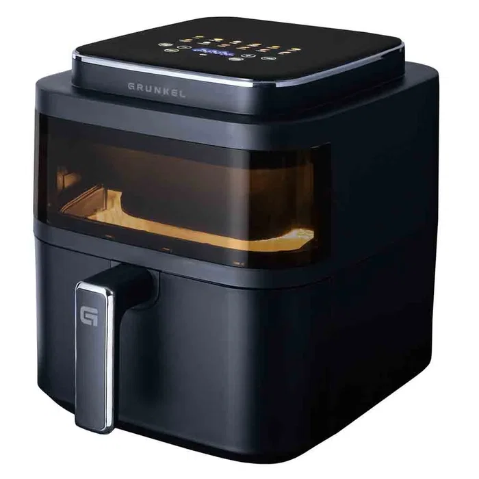 Grunkel BLACKLIGHTFRYER Freidora de Aire Caliente sin Aceite, 6L, 1400W, 12 Programas, Control Táctil Digital, Negro
