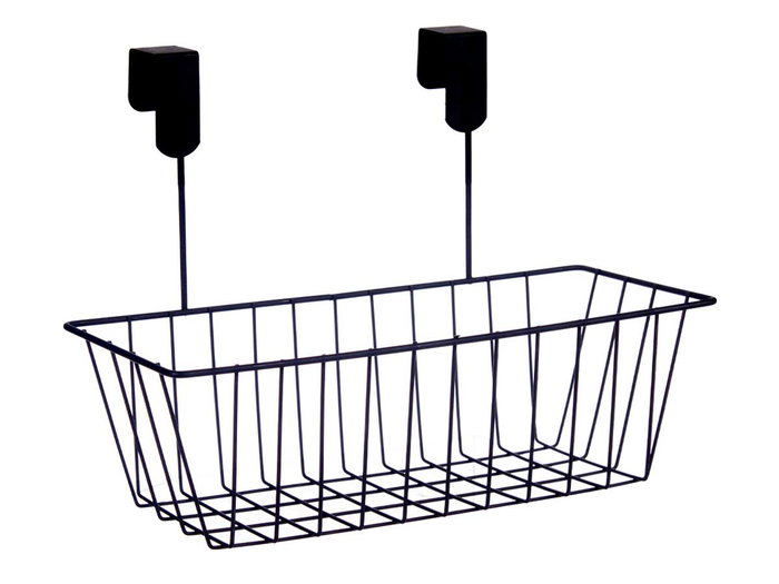 Kinvara Soporte de Metal Negro con Cesta para Percha, Organizador de Ropa 28x20.5x16 cm (Set de 8)