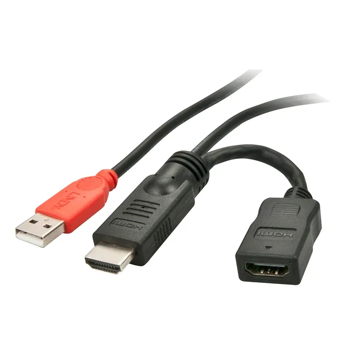 Lindy 41080 Adaptador Gráfico USB HDMI (Hembra) a USB Tipo A 0.15 m, Negro/Rojo