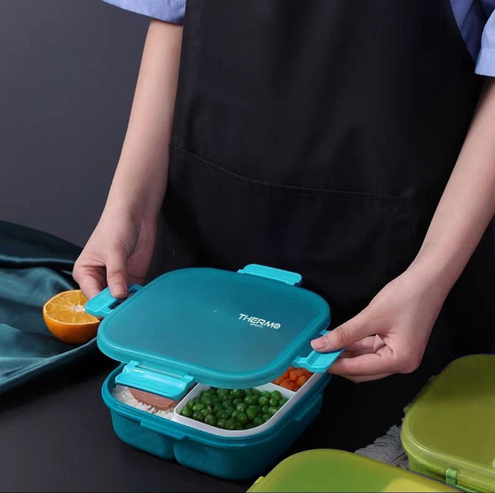 Thermosport Fiambrera 3 Departamentos Cuadrada 19x19x6 cm 900ml (6 Unidades)