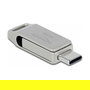 DeLOCK USB 3.2 Gen 1 (5 Gbps) - Lápiz de memoria 64GB USB-C + USB-A, carcasa metálica plateada, velocidad 100 MB/s, giratorio, plug and play