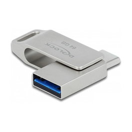 DeLOCK Memoria USB 64 GB con conectividad USB-C y USB-A en carcasa de metal