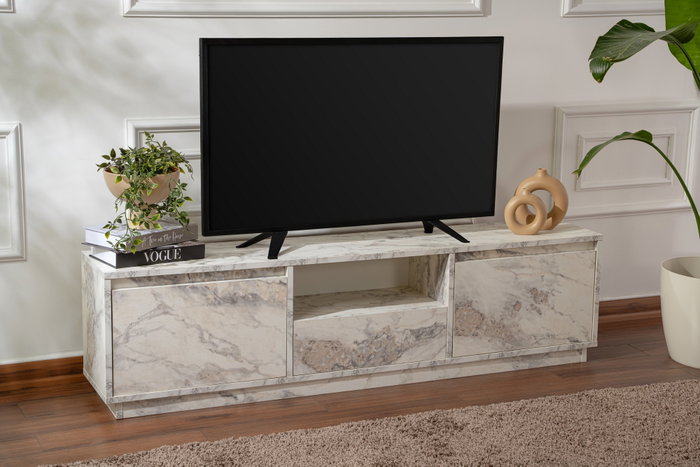 Vanguard Fressia Marble Soporte de TV Elegante Color Mármol Freesia 160cm Ancho