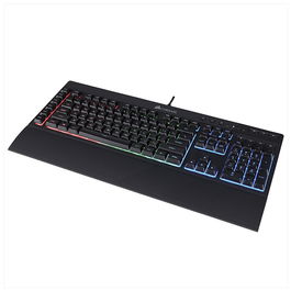Corsair K55 RGB PRO - Teclado Gaming Mecánico de Tamaño Completo con Retroiluminación LED RGB, Resistente a Salpicaduras (IP42), Reposamuñecas Extraíble, QWERTY Español, Negro