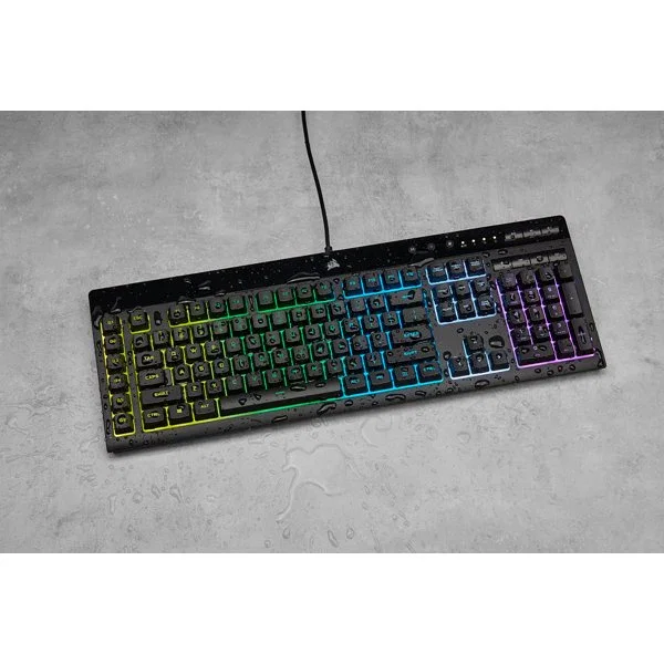 Corsair K55 RGB PRO Teclado Gaming USB Alámbrico con Retroiluminación RGB, QWERTY Español, Negro, Completo (100%) con Reposamuñecas Extraíble