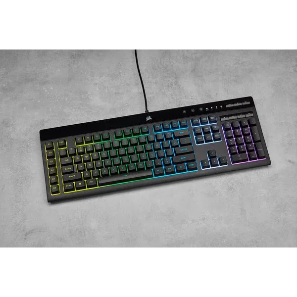 Corsair K55 RGB PRO Teclado Gaming USB Alámbrico con Retroiluminación RGB, QWERTY Español, Negro, Completo (100%) con Reposamuñecas Extraíble