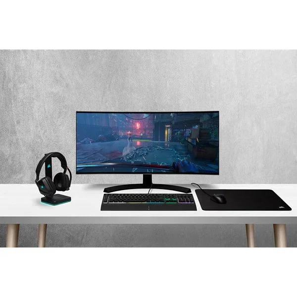 Corsair K55 RGB PRO Teclado Gaming USB Alámbrico con Retroiluminación RGB, QWERTY Español, Negro, Completo (100%) con Reposamuñecas Extraíble