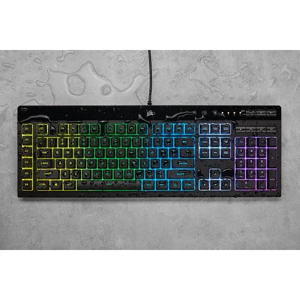Corsair K55 RGB PRO Teclado Gaming USB Alámbrico con Retroiluminación RGB, QWERTY Español, Negro, Completo (100%) con Reposamuñecas Extraíble