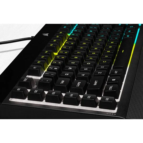 Corsair K55 RGB PRO Teclado Gaming USB Alámbrico con Retroiluminación RGB, QWERTY Español, Negro, Completo (100%) con Reposamuñecas Extraíble