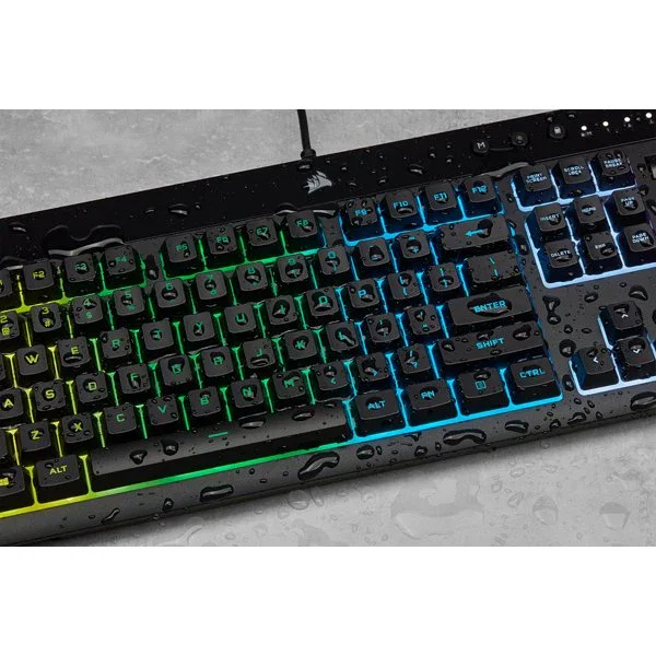 Corsair K55 RGB PRO Teclado Gaming USB Alámbrico con Retroiluminación RGB, QWERTY Español, Negro, Completo (100%) con Reposamuñecas Extraíble