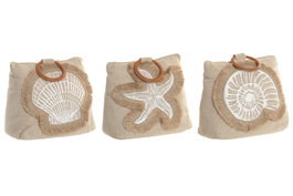 DKD Home Decor Sujetapuertas de Yute y Algodón con Concha, Surtido de 3 Unidades