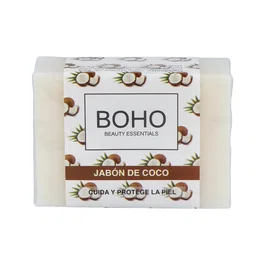 BOHO Jabón de Pastilla de Coco para Piel Hidratada, 100g - Con Glicerina y Aceite de Coco