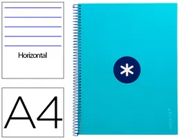 Antartik Cuaderno espiral A4, tapa dura forrada, 80 hojas, 90 gr, horizontal, color turquesa