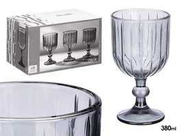 Vivalto Copa Vino Rayas 380 ml Humo Gris 9x16.4x9 cm (Set de 24)