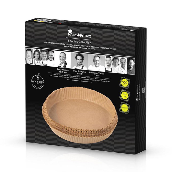 Masterpro Bandeja de papel para freidora de aire Ø20x4,5cm, marrón, 100 unid, Bgmp-7603