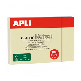 APLI Set de 12 blocs de notas adhesivas de 75x50 mm amarillo estándar