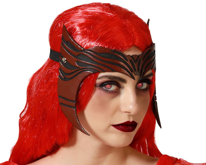 Máscara Demonia Roja para Mujer Adulta de Halloween con Detalles Demoníacos Máscara Demonia Roja para Mujer Adulta de Halloween con Detalles Demoníacos
