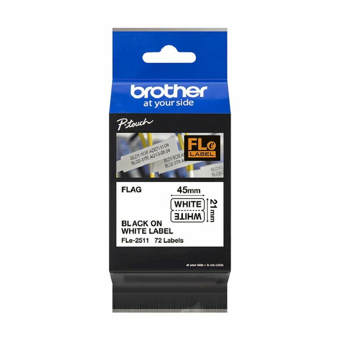 Brother FLe-2511 Etiqueta de bandera 21 x 45mm Negro sobre blanco Brother FLe-2511 Etiqueta de bandera 21 x 45mm Negro sobre blanco