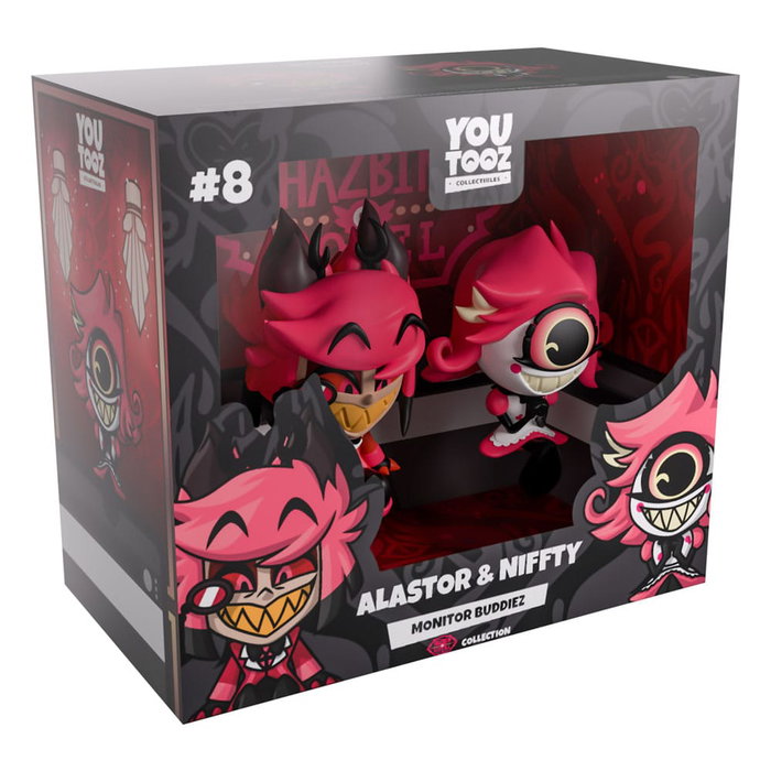 Youtooz Hazbin Hotel Co. Figuras Vinyl Alastor & Niffty Monitor Buddiez
