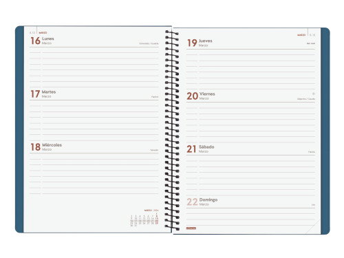 Finocam Agenda E10 743501026 2026 Semana Vista Horizontal Azul 155x212mm