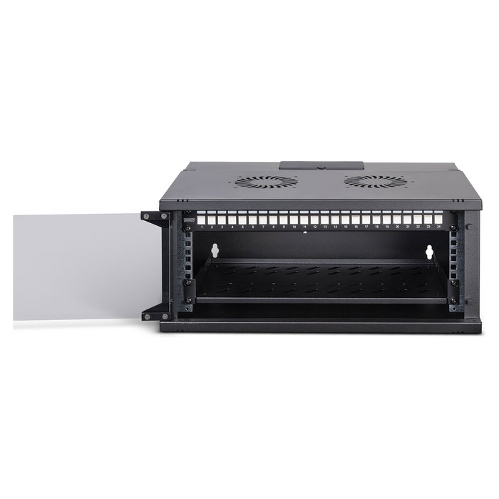 Digitus Bastidor de Pared de Red 19 Pulgadas (483 mm), 4U, Capacidad 60 kg, Gestión de Cables, Negro - Conjunto SOHO Pro con 540 x 400 mm (Ancho x Fondo), Bloqueo, Rieles de Rack