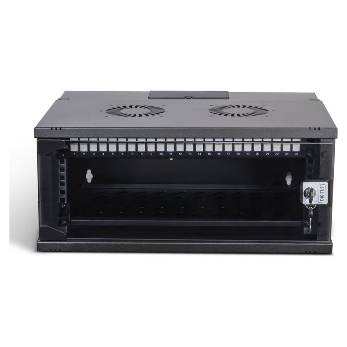 Digitus Bastidor de Pared de Red 19 Pulgadas (483 mm), 4U, Capacidad 60 kg, Gestión de Cables, Negro - Conjunto SOHO Pro con 540 x 400 mm (Ancho x Fondo), Bloqueo, Rieles de Rack
