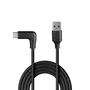 Lindy 32014 Cable USB 3.2 Gen 2 USB A Macho Derecho a USB C Macho Angular de 90°, 1.5 m, Negro, 10 Gbit/s, 15W