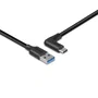 Lindy 32014 Cable USB 3.2 Gen 2 USB A Macho Derecho a USB C Macho Angular de 90°, 1.5 m, Negro, 10 Gbit/s, 15W