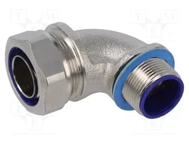 HELLERMANNTYTON Conector angular 90° M25 de latón con recubrimiento de níquel