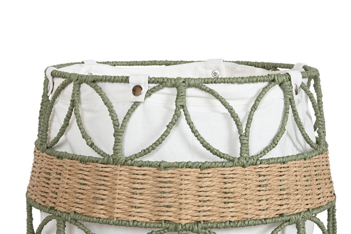 DKD Home Decor Cesta de Fibra y Poliéster 44x44x36 cm, Pack de 2 unidades, Colores Surtidos (Verde/Blanco) sleeves