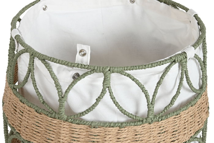 DKD Home Decor Cesta de Fibra y Poliéster 44x44x36 cm, Pack de 2 unidades, Colores Surtidos (Verde/Blanco) sleeves