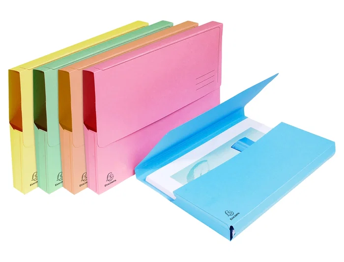 Exacompta Subcarpeta con bolsa de cartulina lustrada, DIN A4, 210 g/m², colores surtidos pastel (amarillo, azul, crema, rosa, verde)