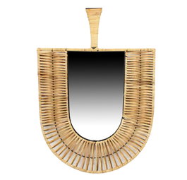 DKD Home Decor Espejo de Ratán Abanico Marrón Natural 52x72 cm