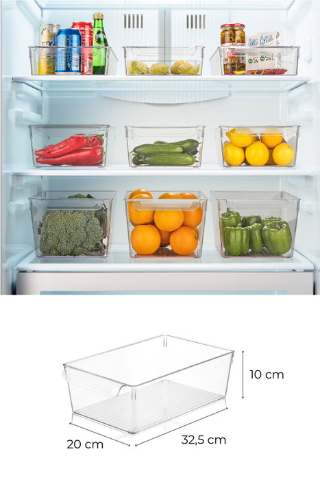 Hermia 727 Set Organizador de Nevera Transparente de Plástico Libre de BPA para Frigorífico - 3 Piezas