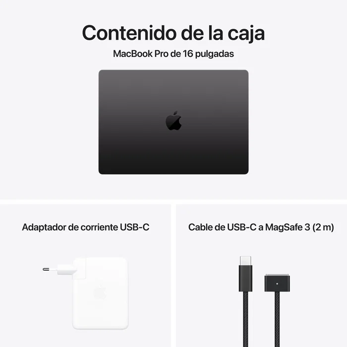 Apple MacBook Pro 16" Portátil - Chip Apple M4 Max 14 Núcleos CPU, 32 Núcleos GPU, 36 GB RAM, 1 TB SSD, Pantalla Liquid Retina XDR 16.2", Wi-Fi 6E, macOS Sequoia, Color Space Black Apple MacBook Pro 16" Portátil - Chip Apple M4 Max 14 Núcleos CPU, 32 Núcleos GPU, 36 GB RAM, 1 TB SSD, Pantalla Liquid Retina XDR 16.2", Wi-Fi 6E, macOS Sequoia, Color Space Black