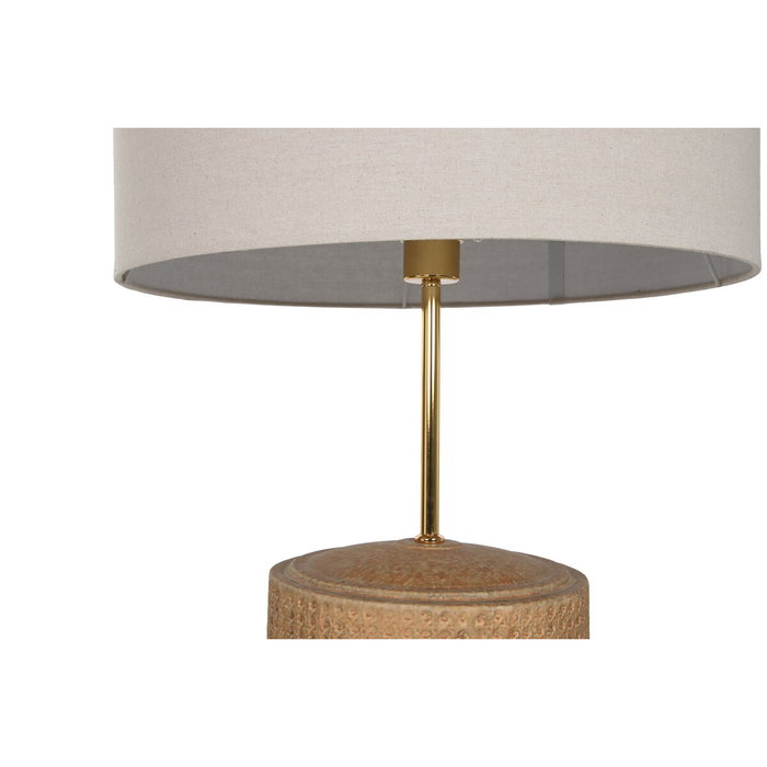 DKD Home Decor Lampara Pie Beige Marron Ceramica Lino 50 x 124.5 x 50 cm