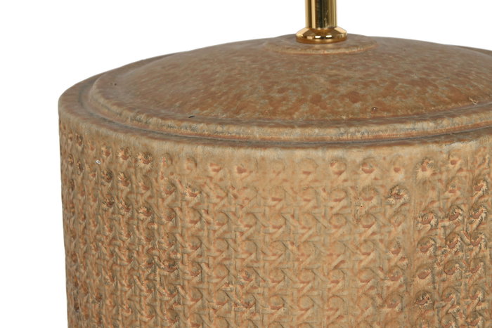 DKD Home Decor Lampara Pie Beige Marron Ceramica Lino 50 x 124.5 x 50 cm