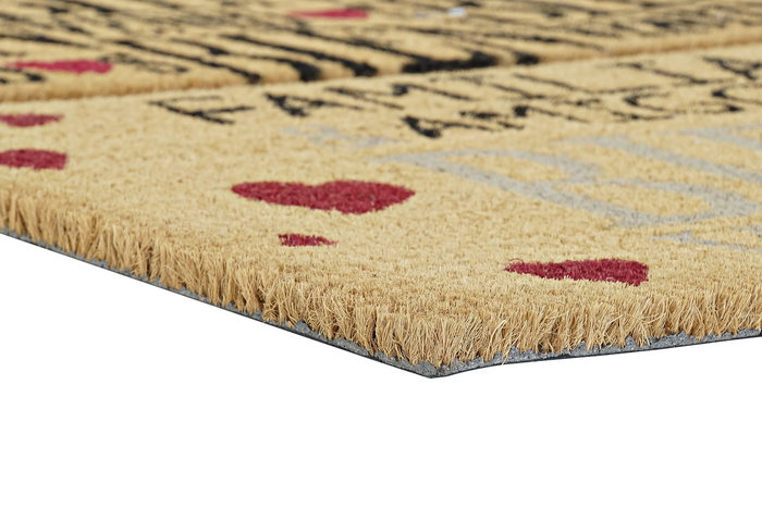 DKD Home Decor Felpudo Fibra de Coco y Goma Marron Rojo Negro 60 x 40 x 1.5 cm (2 Unidades)