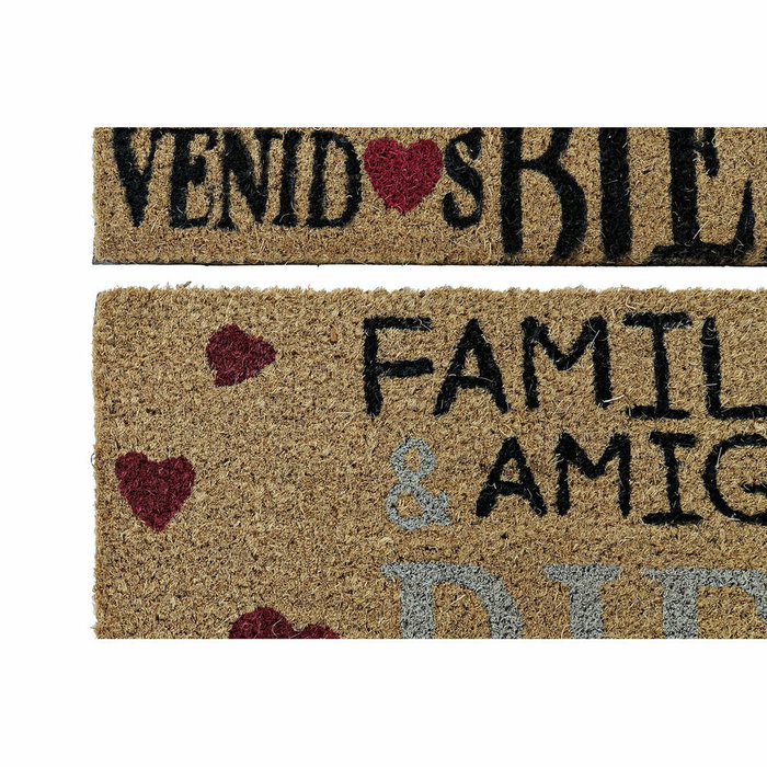 DKD Home Decor Felpudo de Fibra de Coco BIENVENIDO 60x40x1,5 cm, Pack de 2 unidades