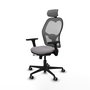 Silla de oficina Jorquera con mecanismo Sincro/Traslack tapizada con Similpiel color Gris. Equipada con lumbar 1D, Brazos 3D, Cabecero 2D y Ruedas 65 mm parqué